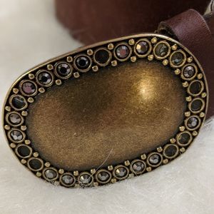 Fossil brown leather belt with oval buckle